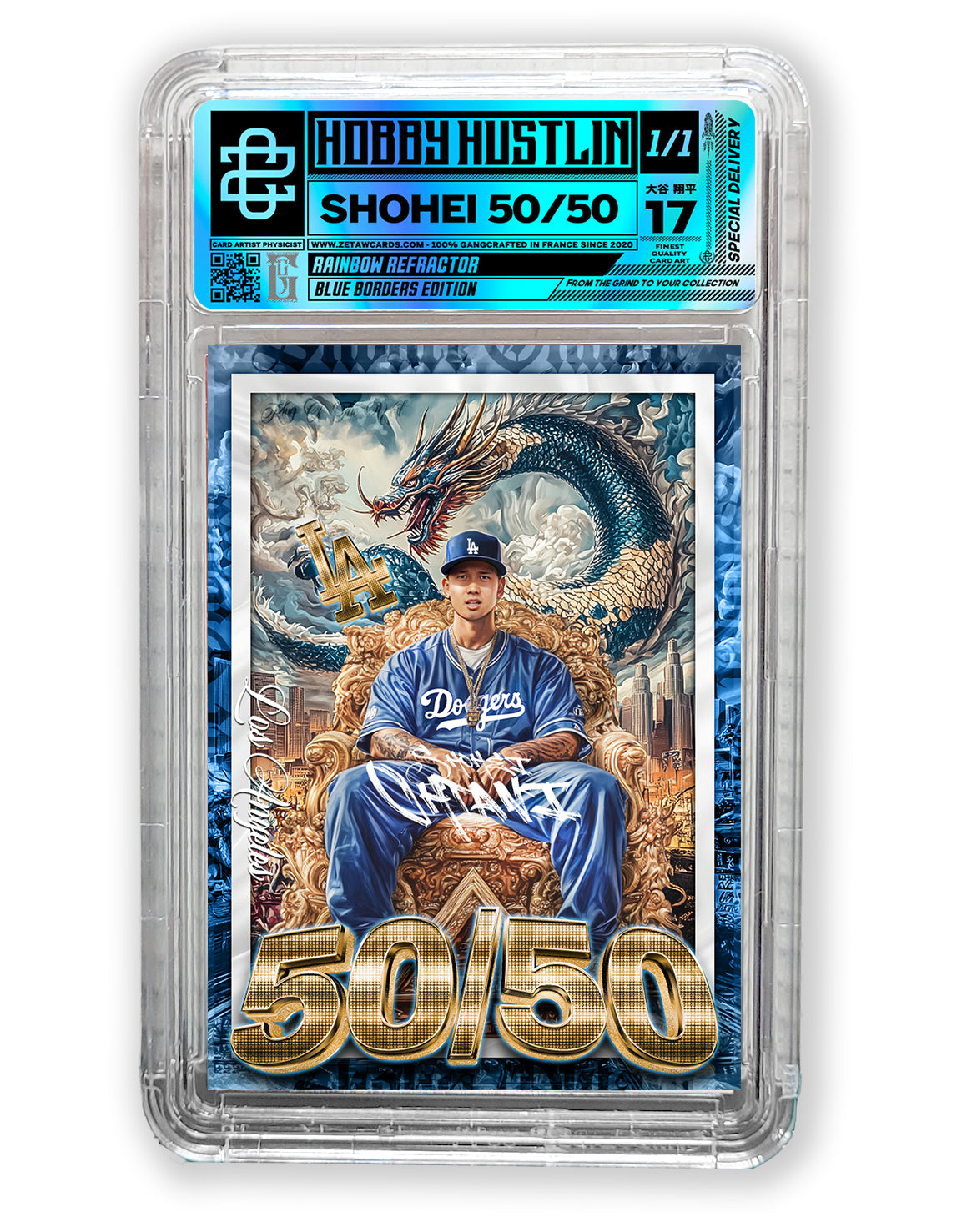 [1of1] SHOHEI 50/50 - RAINBOW REFRACTOR - BLUE BORDERS